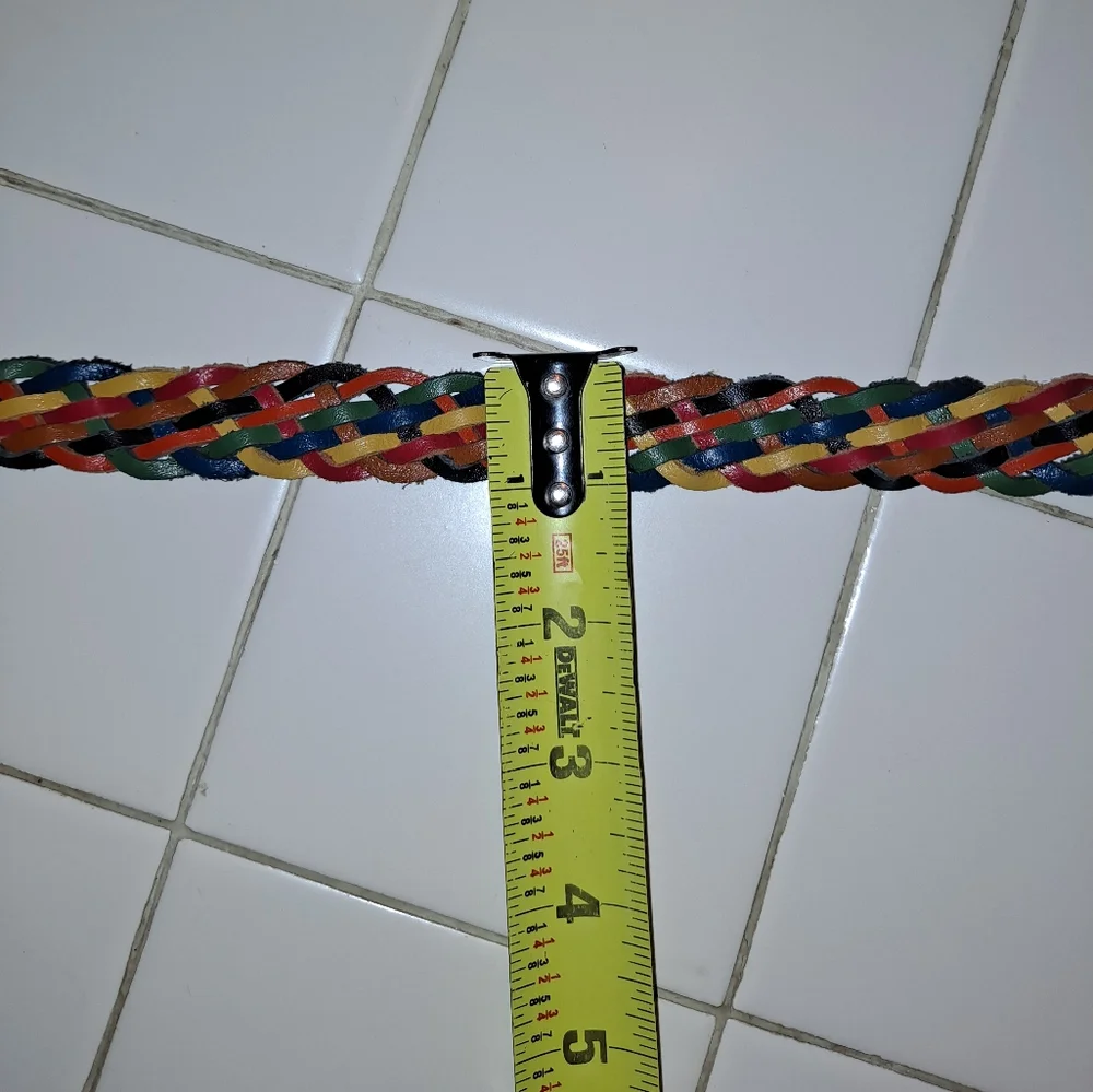 Arizona woven leather belt colorful rainbow gold braided belt size small vintage